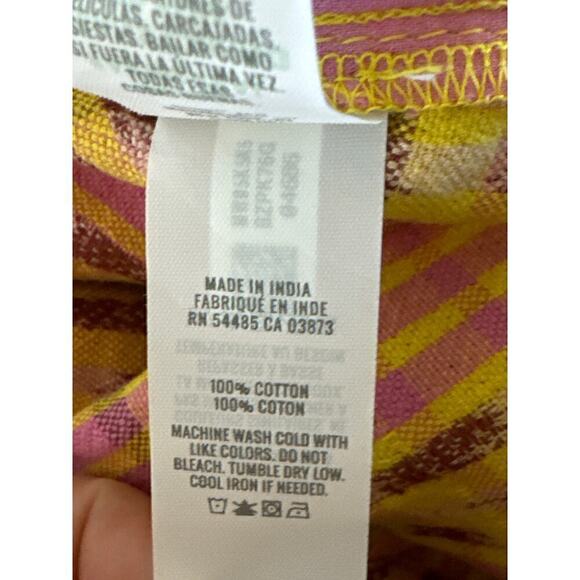 Aerie Jacquard Paperbag Waist Yellow Shock Brown Tassel Front Short SMALL NWT - Picture 8 of 10